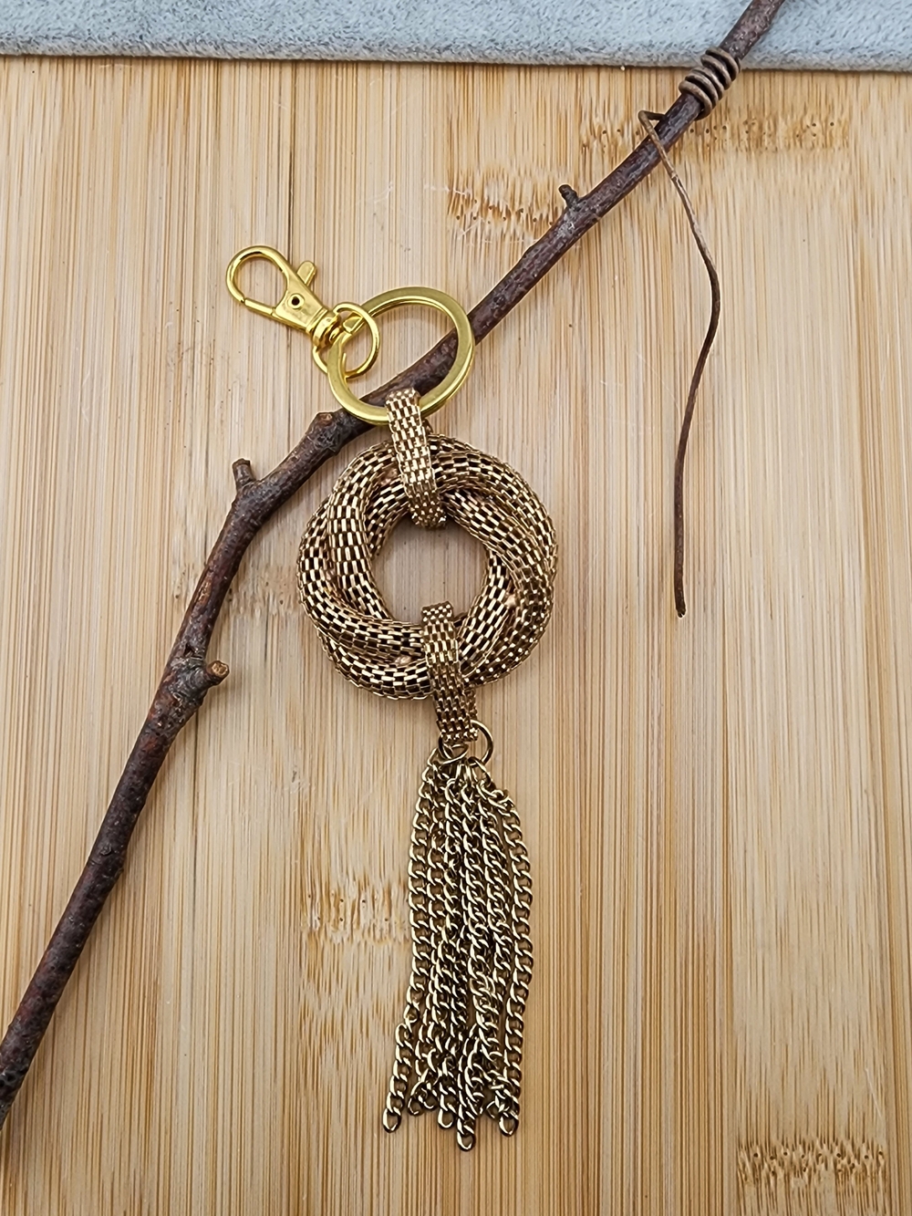 Gold-Tone Knot Tassel Bag Charm Keychain - Women's Accessory